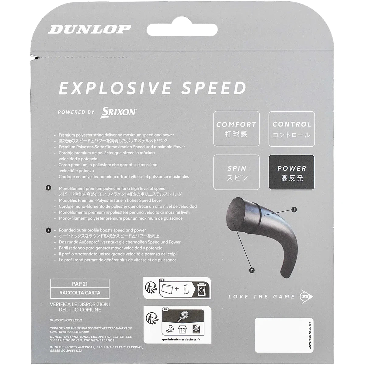 Saitenset Dunlop Atp Explosive Speed (12 Meter)