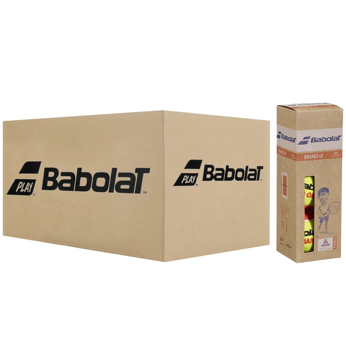 Karton mit 24 Röhren à 3 Bällen Babolat Orange