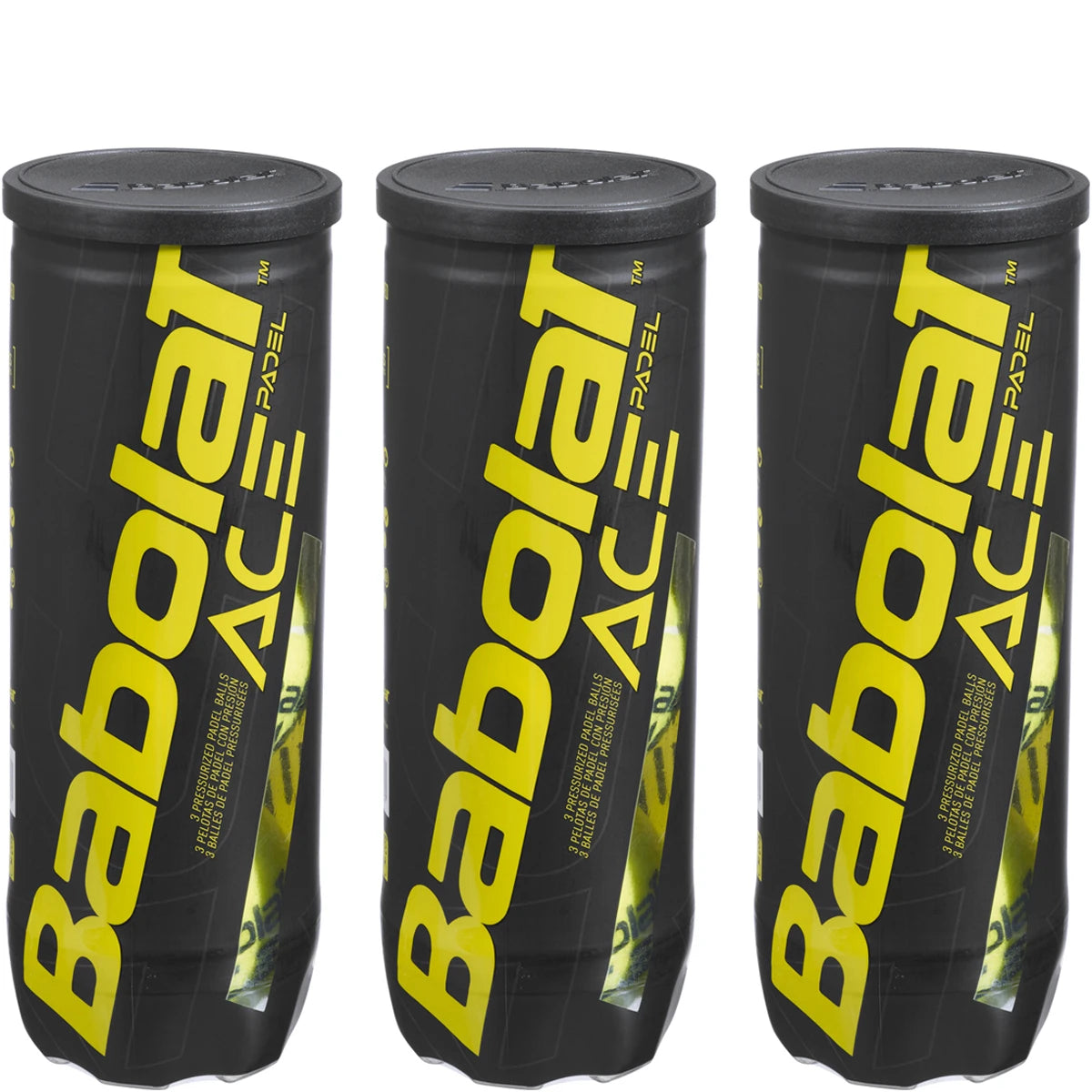 Tripack mit 3 Tuben à 3 Padel-Bällen Babolat Ace