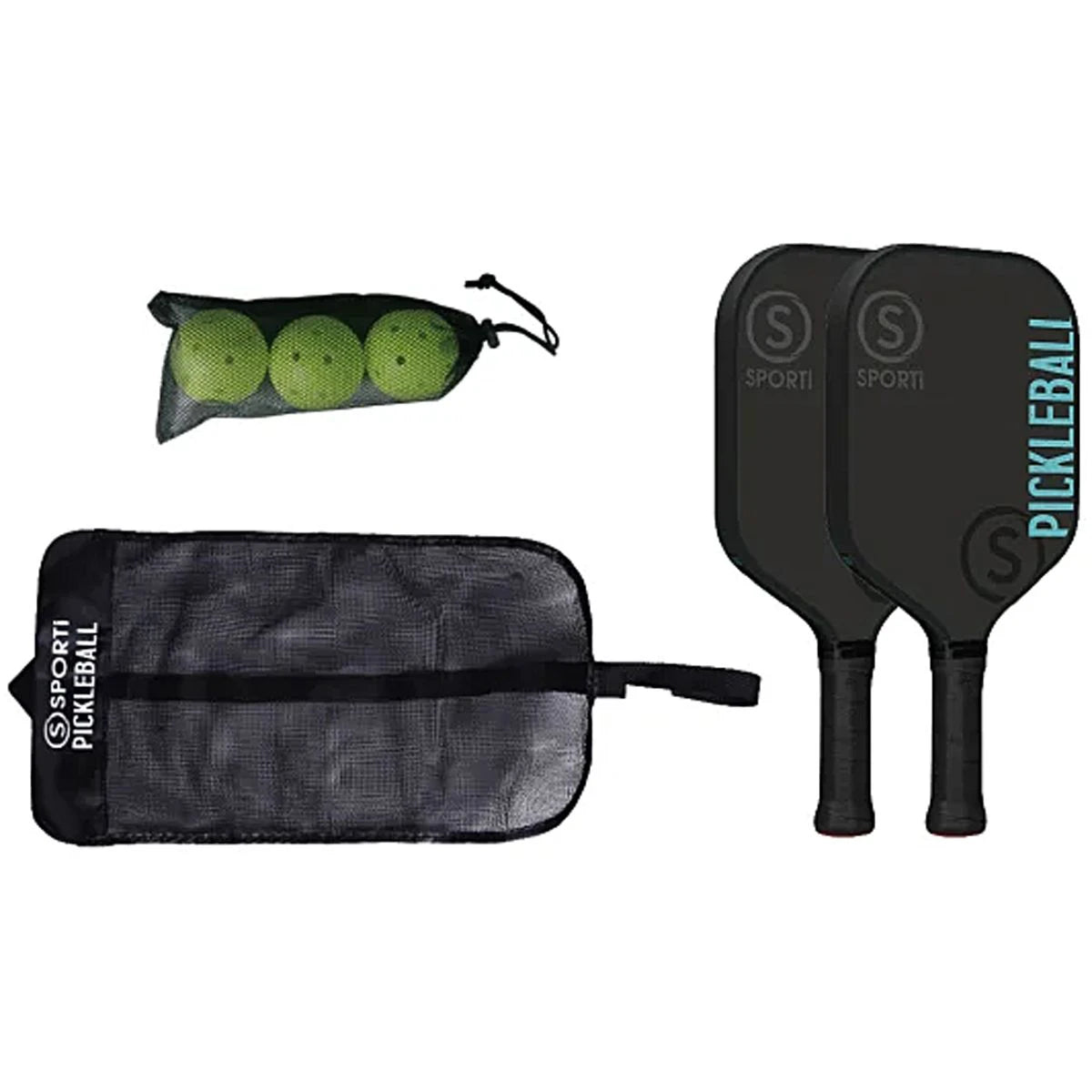 Pickleball Holz Indoor Set: 2 Schläger + 3 Pickleball-Bälle + 1 Tragetasche
