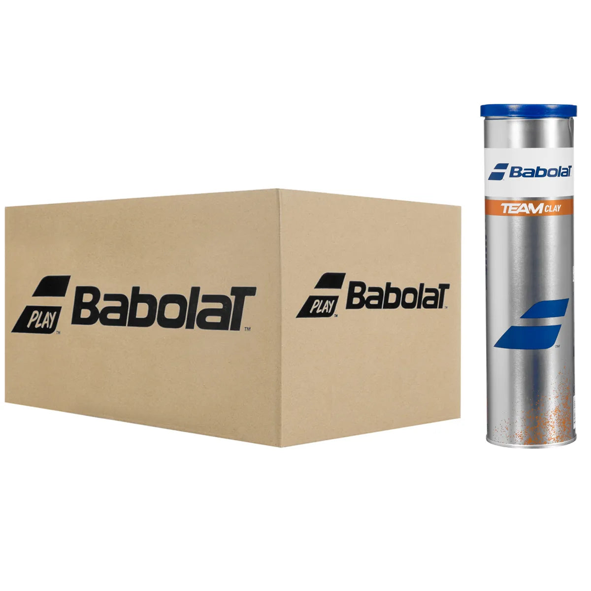 Kartonschachtel mit 18 Röhren à 4 Babolat Team Clay Tennisbällen