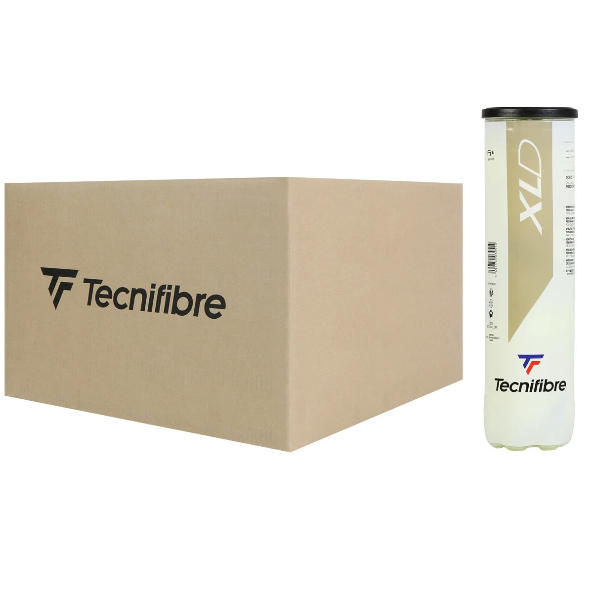 Karton mit 36 Tuben à 4 Tecnifibre Xld Bällen (drucklos)