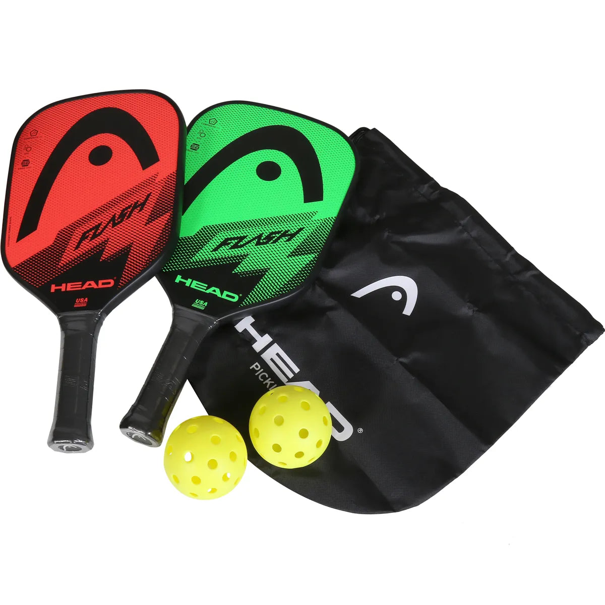 Set aus 2 Head Pickleball Flash Schlägern + 2 Bällen