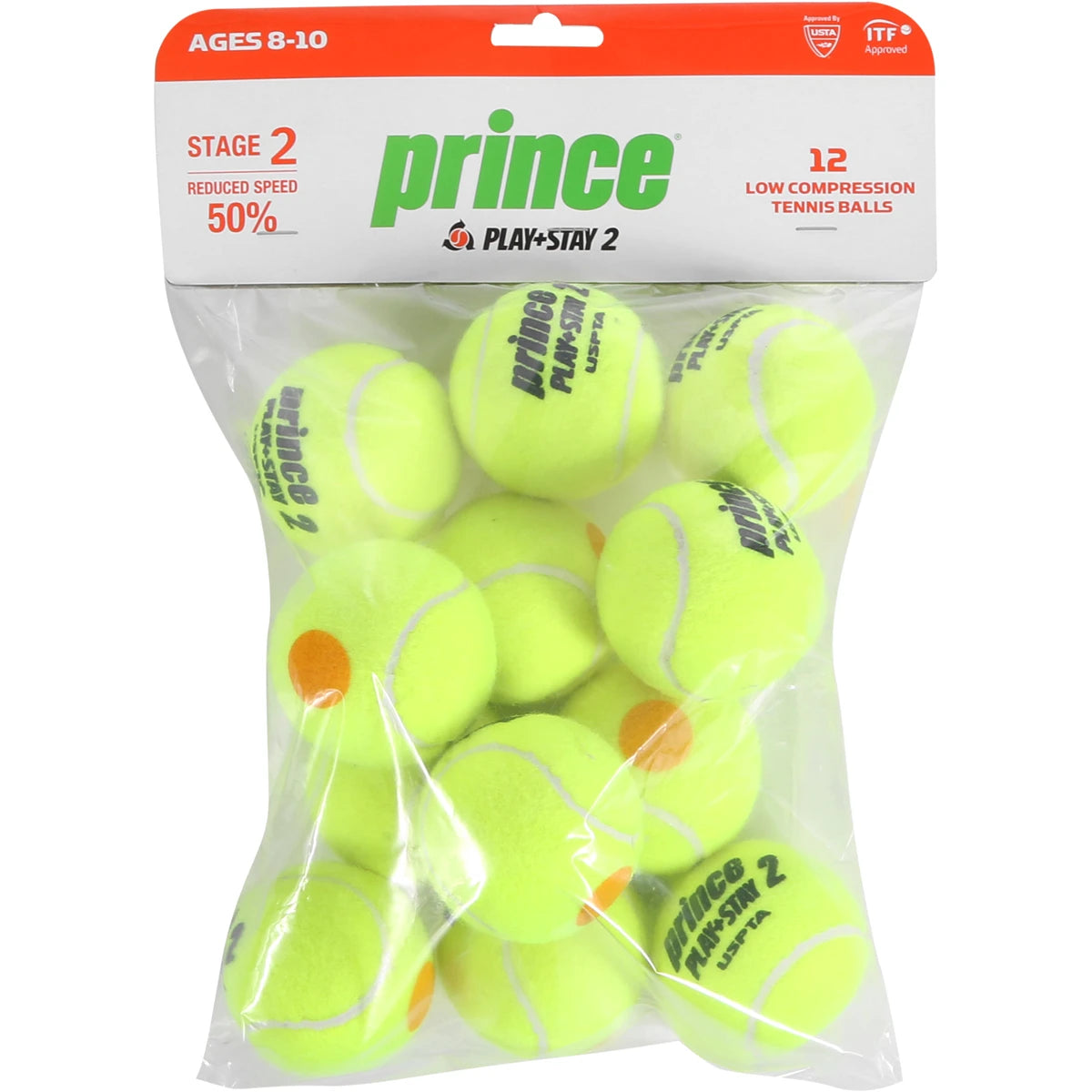 Beutel mit 12 Prince Mini Tennis Play & Stay Stage 2 Tennisbällen