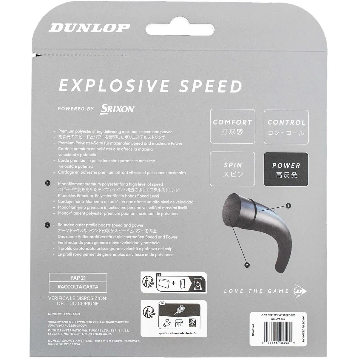 Saitenset Dunlop Atp Explosive Speed (12 Meter)