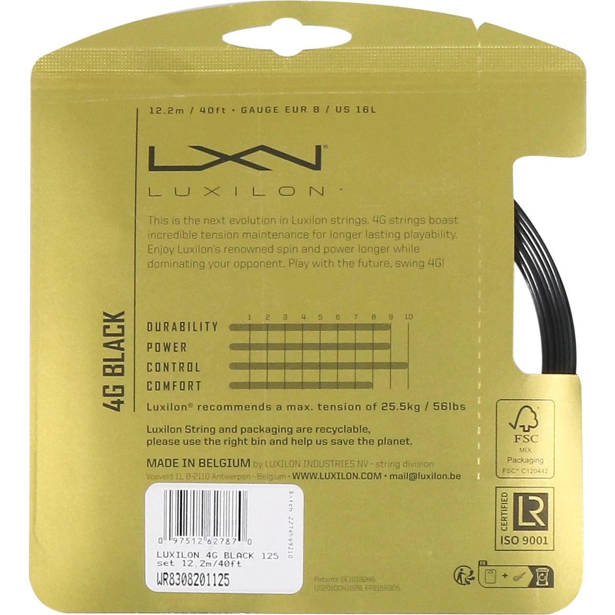 Saitenset Luxilon 4G Black (12 Meter)