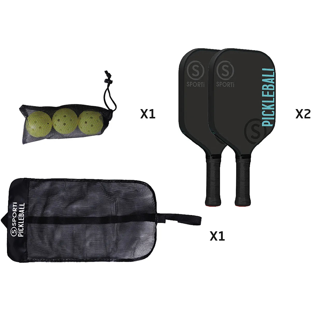 Pickleball-Holz-Outdoor-Set: Schläger + Bälle + Tragetasche