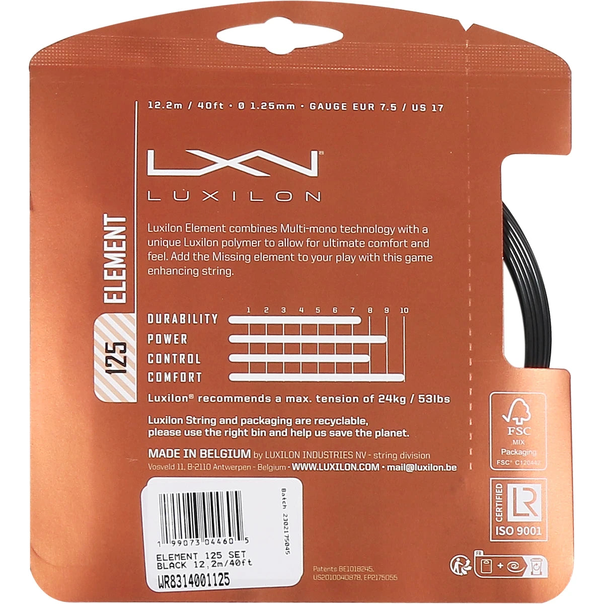 Saitenset Luxilon Element Black (12 Meter)