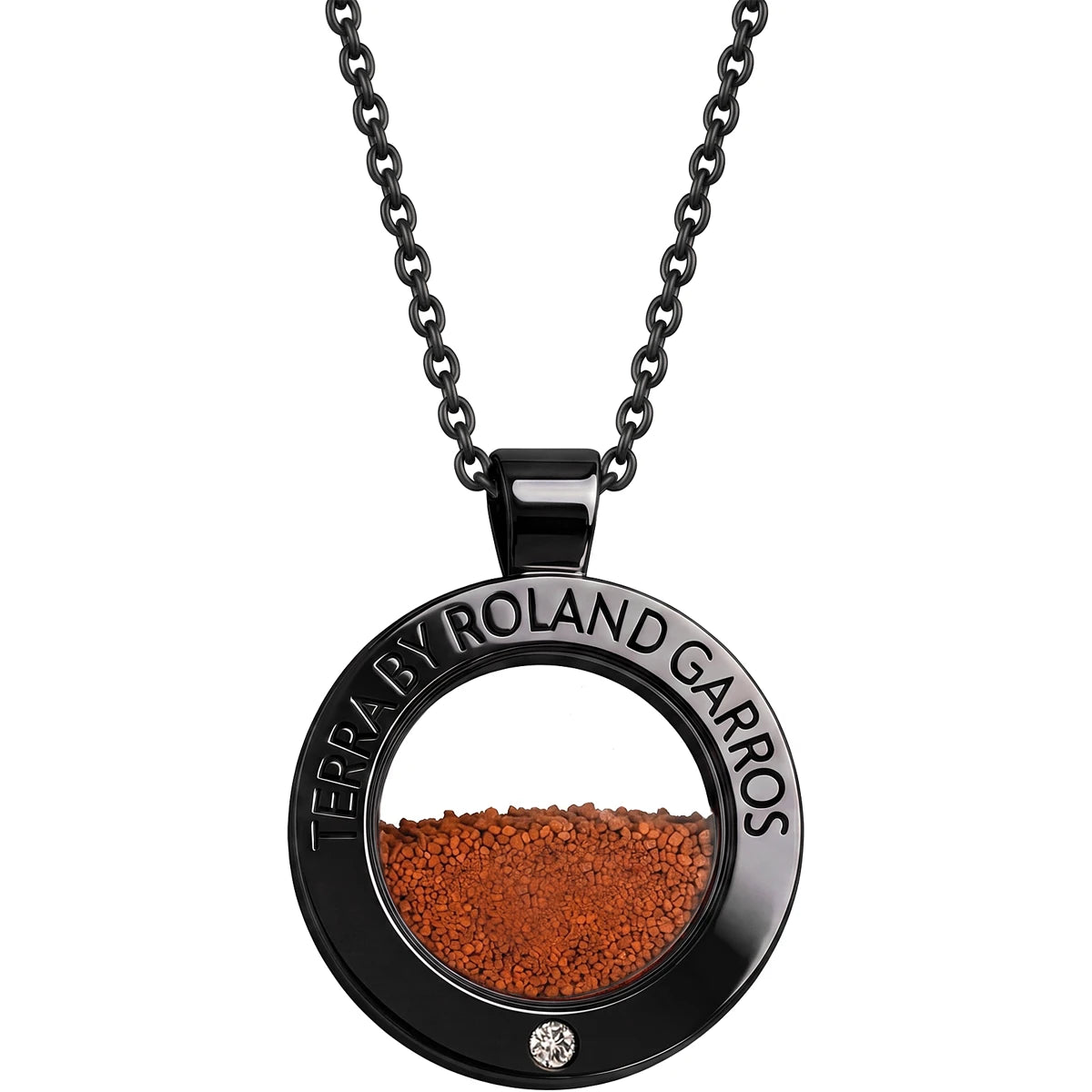 Halskette und Medaille Terra Access Stahl Schwarz Glänzend 1 Stein Kleines Modell
