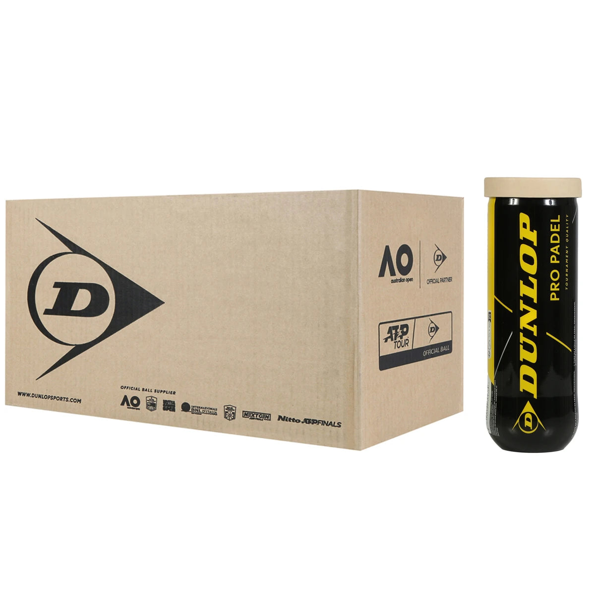 Karton mit 24 Röhren à 3 Dunlop Pro Padel-Bällen