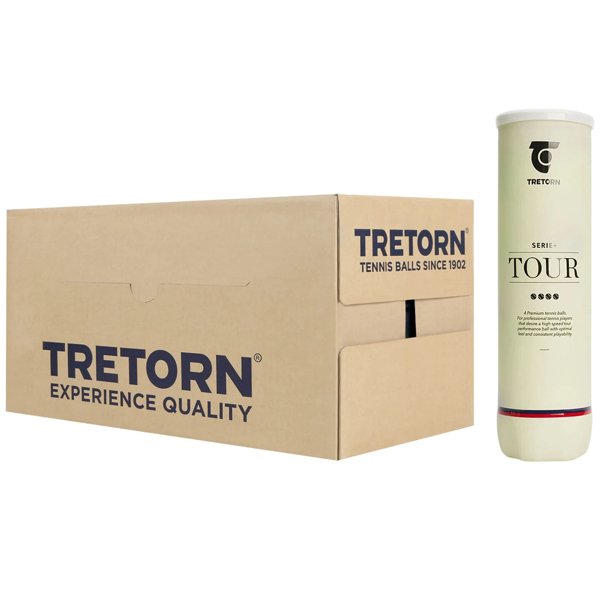 Karton mit 18 Röhren à 4 Tretorn Serie+ Bällen