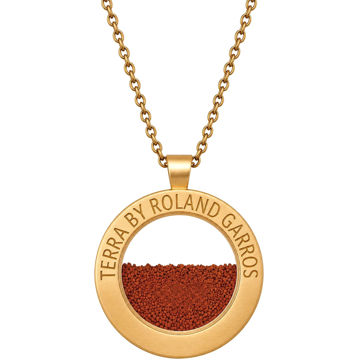 COLLIER ET MEDAILLE TERRA ACCESS ACIER DORE MAT SANS PIERRE GRAND MODELE