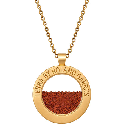 COLLIER ET MEDAILLE TERRA ACCESS ACIER DORE MAT SANS PIERRE GRAND MODELE