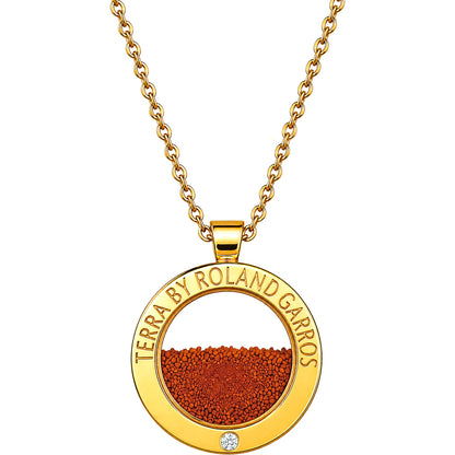 COLLIER ET MEDAILLE TERRA ACCESS ACIER DORE BRILLANT 1 PIERRE PETIT MODELE