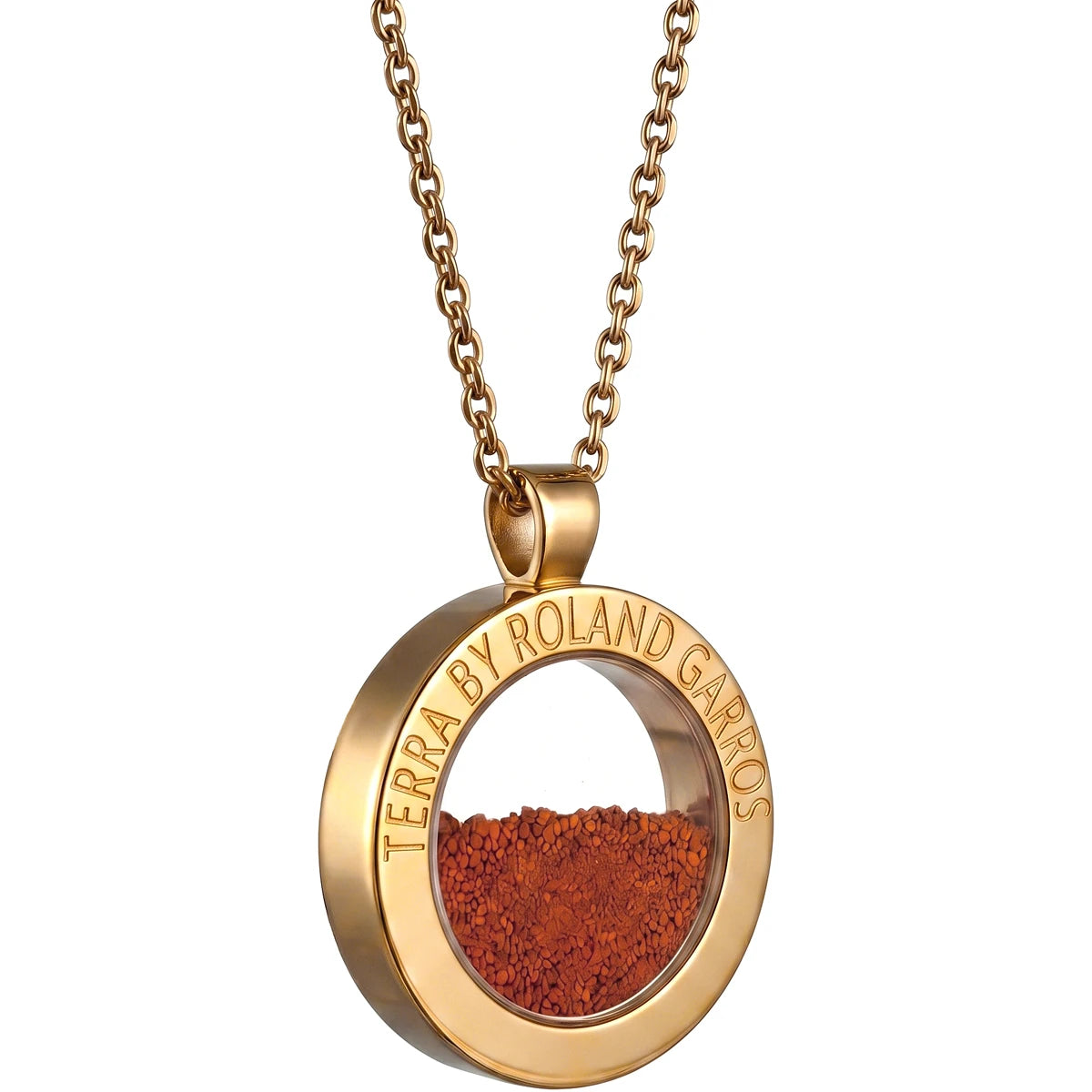 COLLIER ET MEDAILLE TERRA ACCESS ACIER DORE MAT SANS PIERRE GRAND MODELE