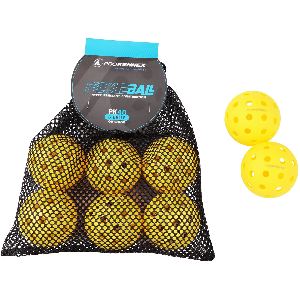 Pack mit 6 Pickleball-Bällen Pro Kennex Outdoor (40 Löcher)