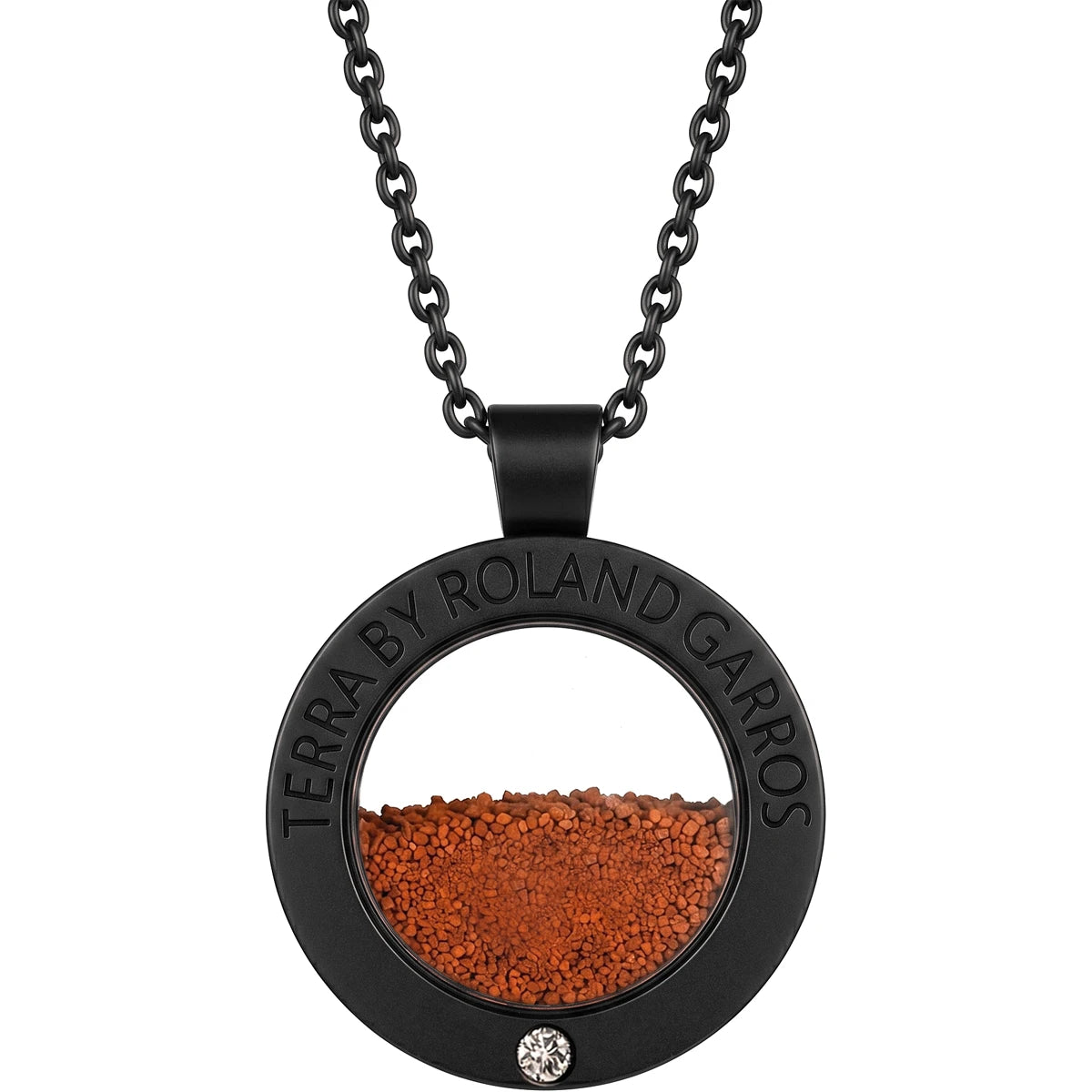 COLLIER ET MEDAILLE TERRA ACCESS ACIER NOIR MAT 1 PIERRE GRAND MODELE