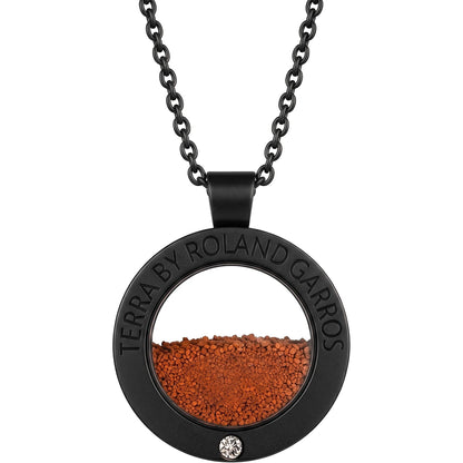 COLLIER ET MEDAILLE TERRA ACCESS ACIER NOIR MAT 1 PIERRE GRAND MODELE
