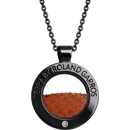 COLLIER ET MEDAILLE TERRA ACCESS ACIER NOIR BRILLANT 1 PIERRE GRAND MODELE