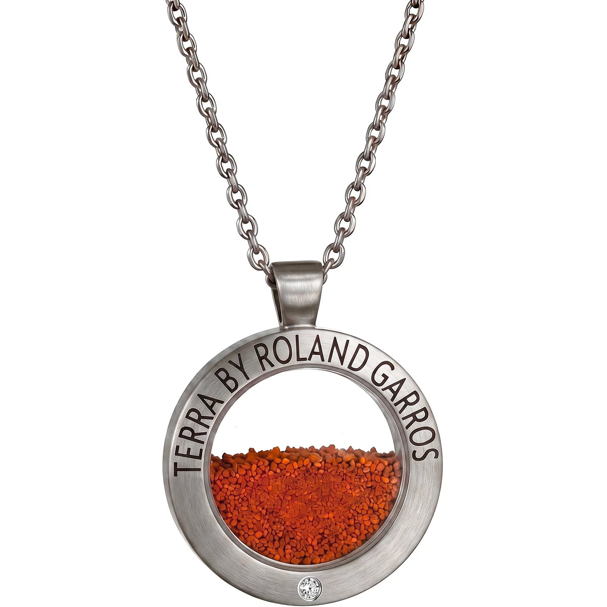 Halskette und Medaille Terra Access Mattstahl 1 Stein Großes Modell