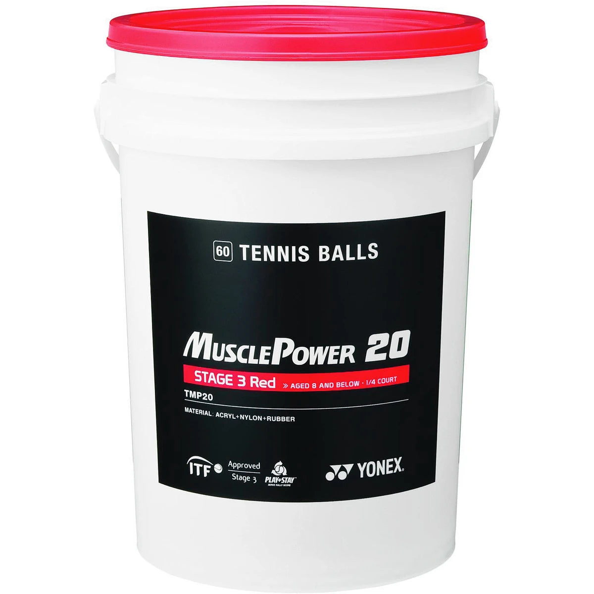 Fass mit 60 roten Yonex Tmp-20 Bällen