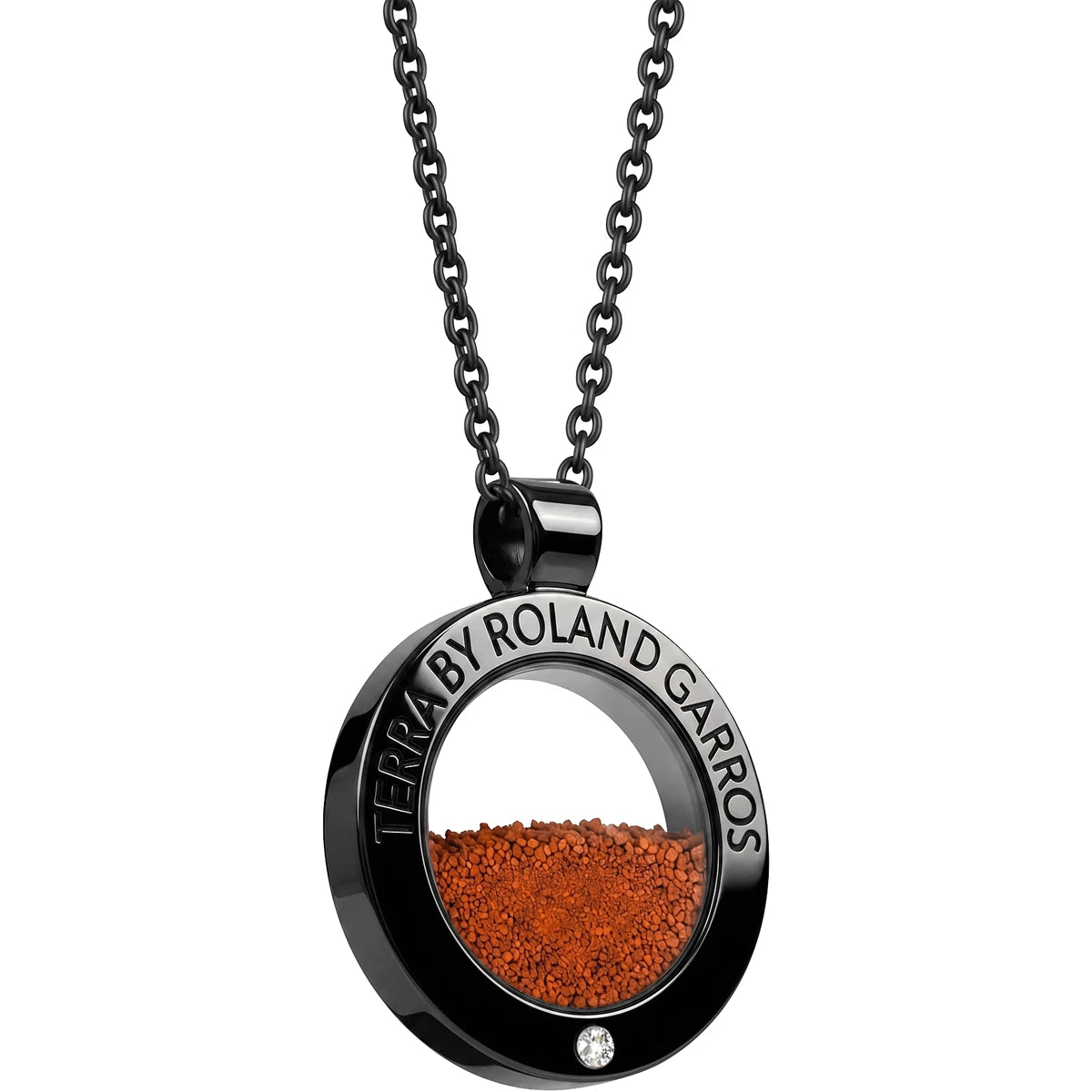 Halskette und Medaille Terra Access Stahl Schwarz Glänzend 1 Stein Kleines Modell