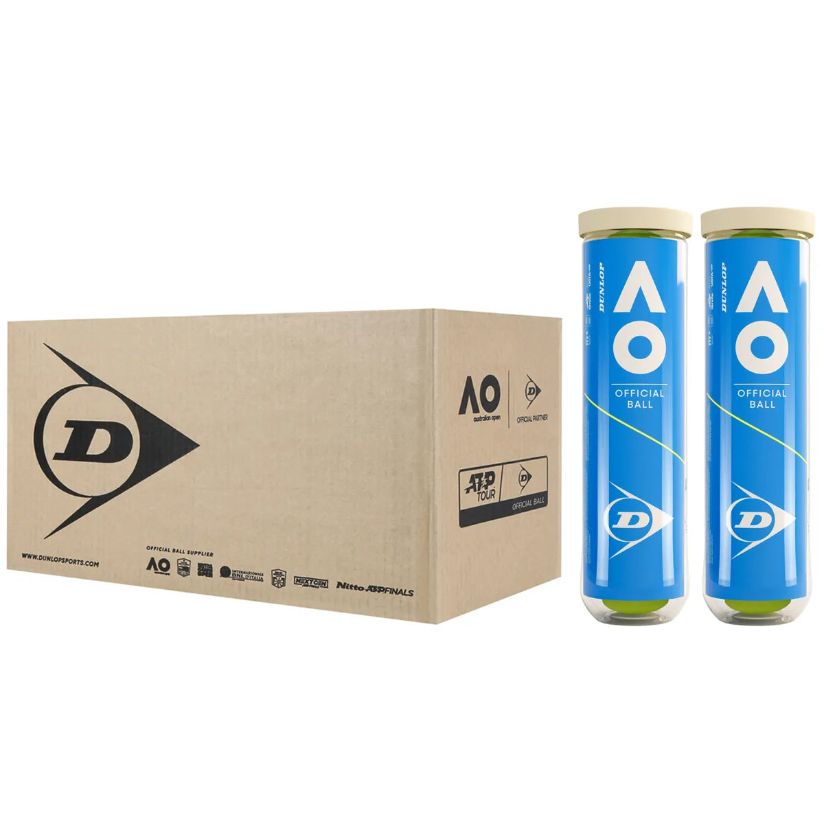 Karton mit 9 Bipacks à 4 Dunlop Australian Open Bällen