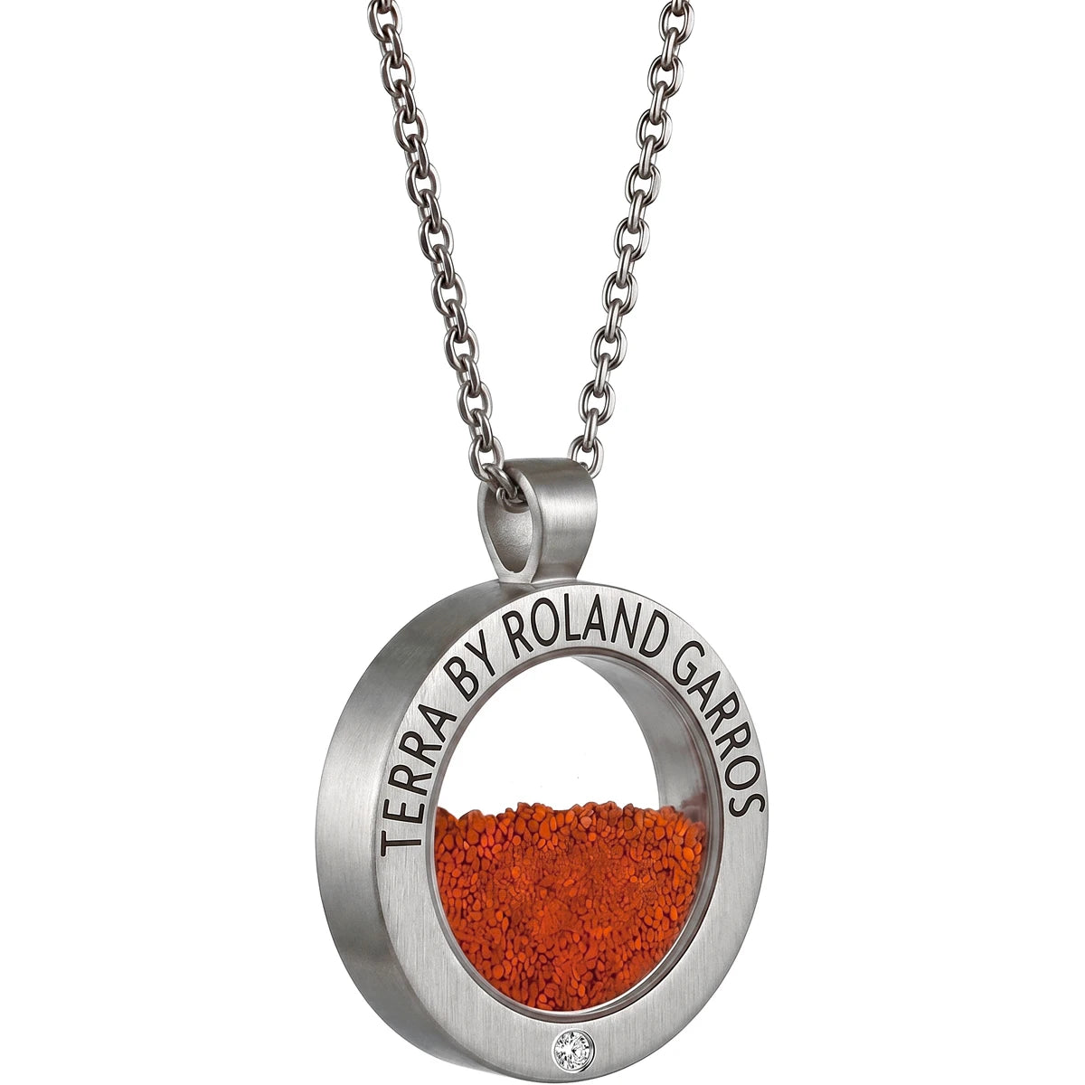 Halskette und Medaille Terra Access Mattstahl 1 Stein Großes Modell