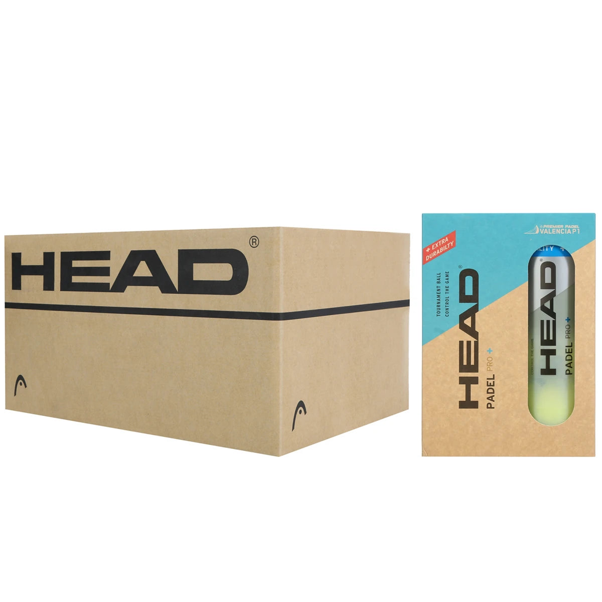 Karton mit 12 Packs à 2 Röhren mit je 3 Head Padel Pro+ Valencia Bällen