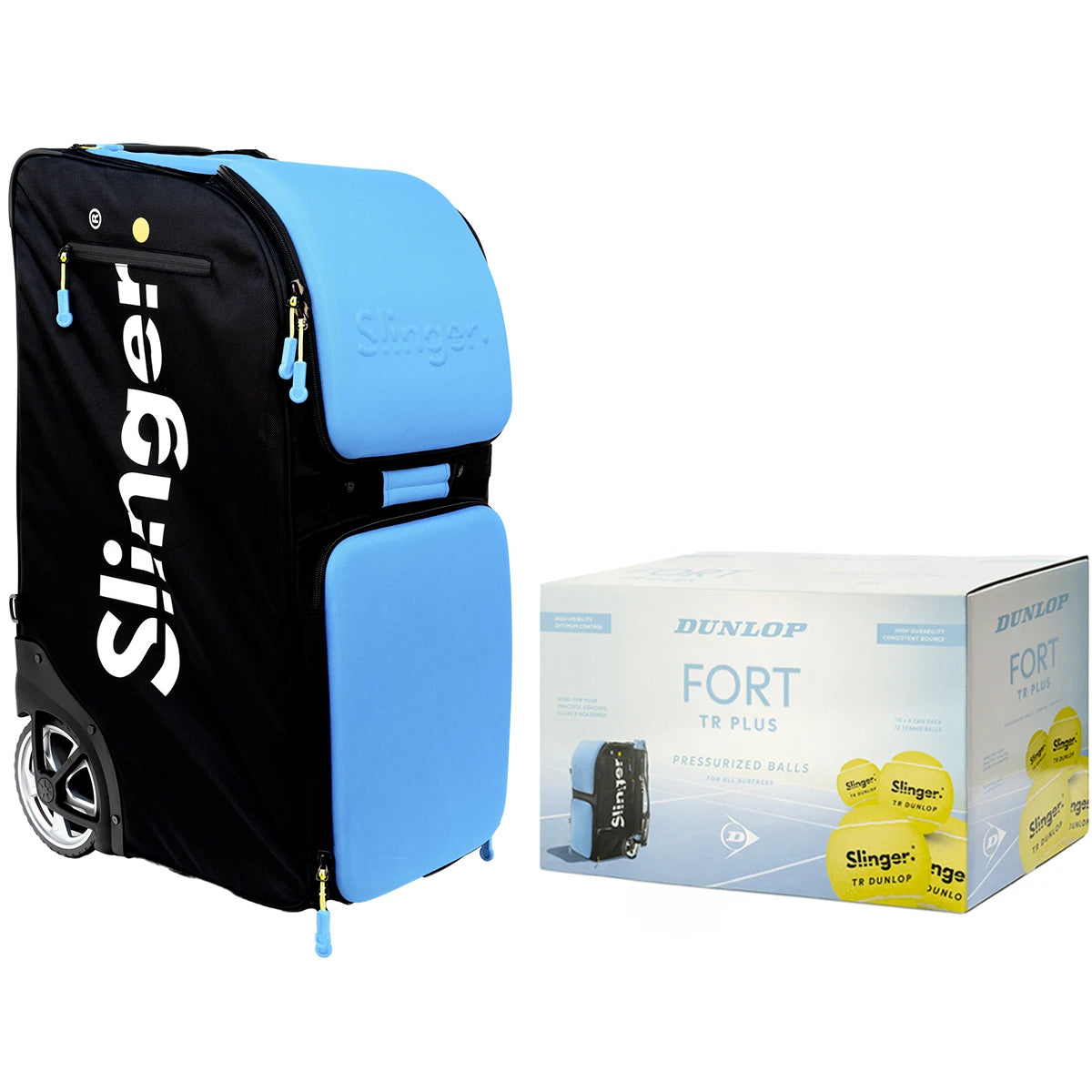 Slinger Tennis Tournament Pack + 1 Karton mit 72 Slinger - Dunlop Fort Tr Plus Tennisbällen