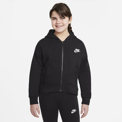 Nike Junior Mädchen Sportswear Club Fleece Sweatshirt mit durchgehendem Reißverschluss und Kapuze