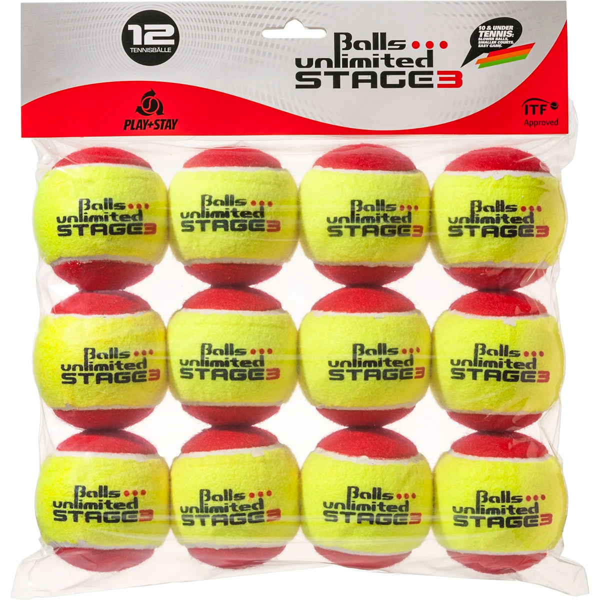 Sachet de 12 Balles Stage 3 Unlimited Jaunes/Rouges