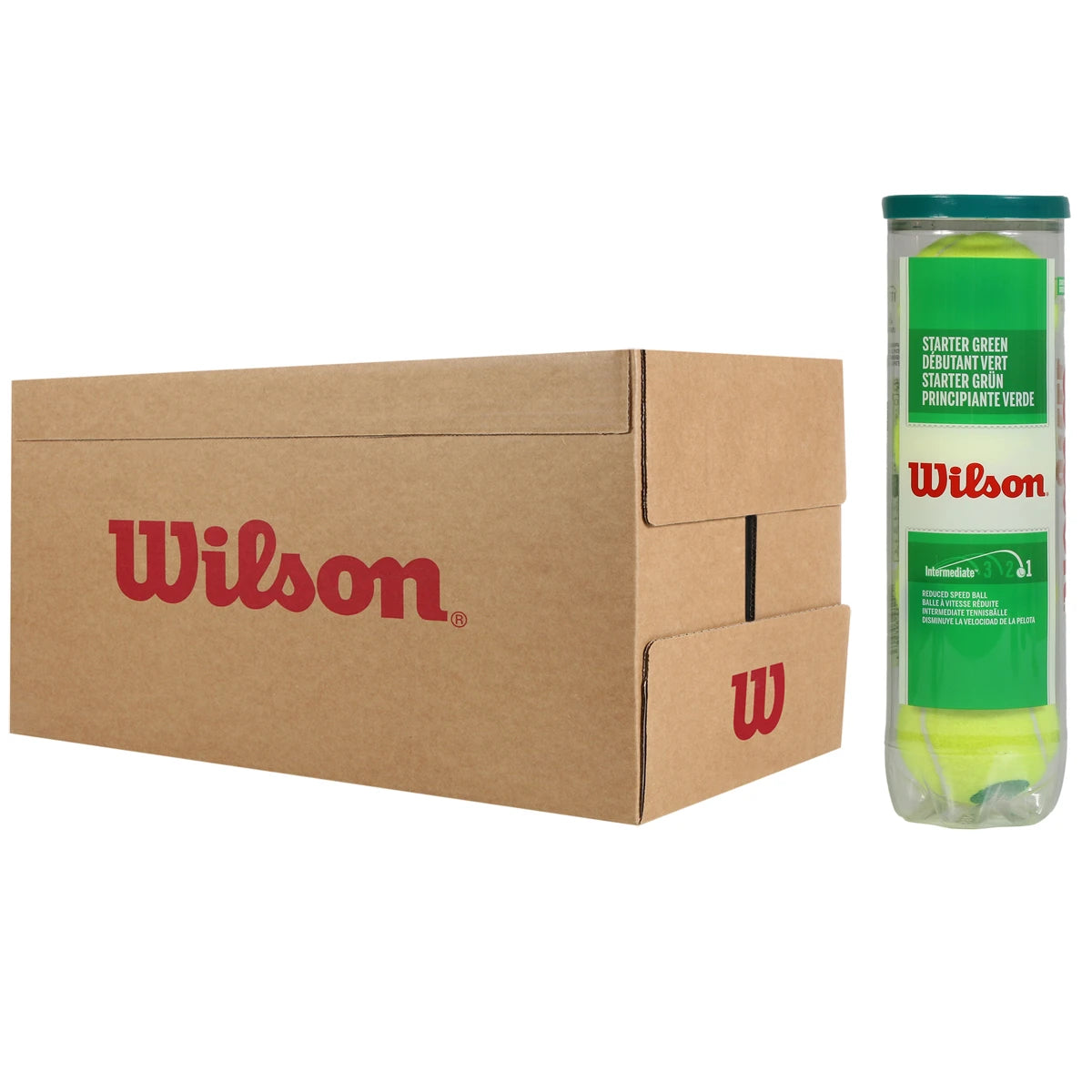 Karton mit 18 Röhren à 4 Wilson Starter Tennisbällen