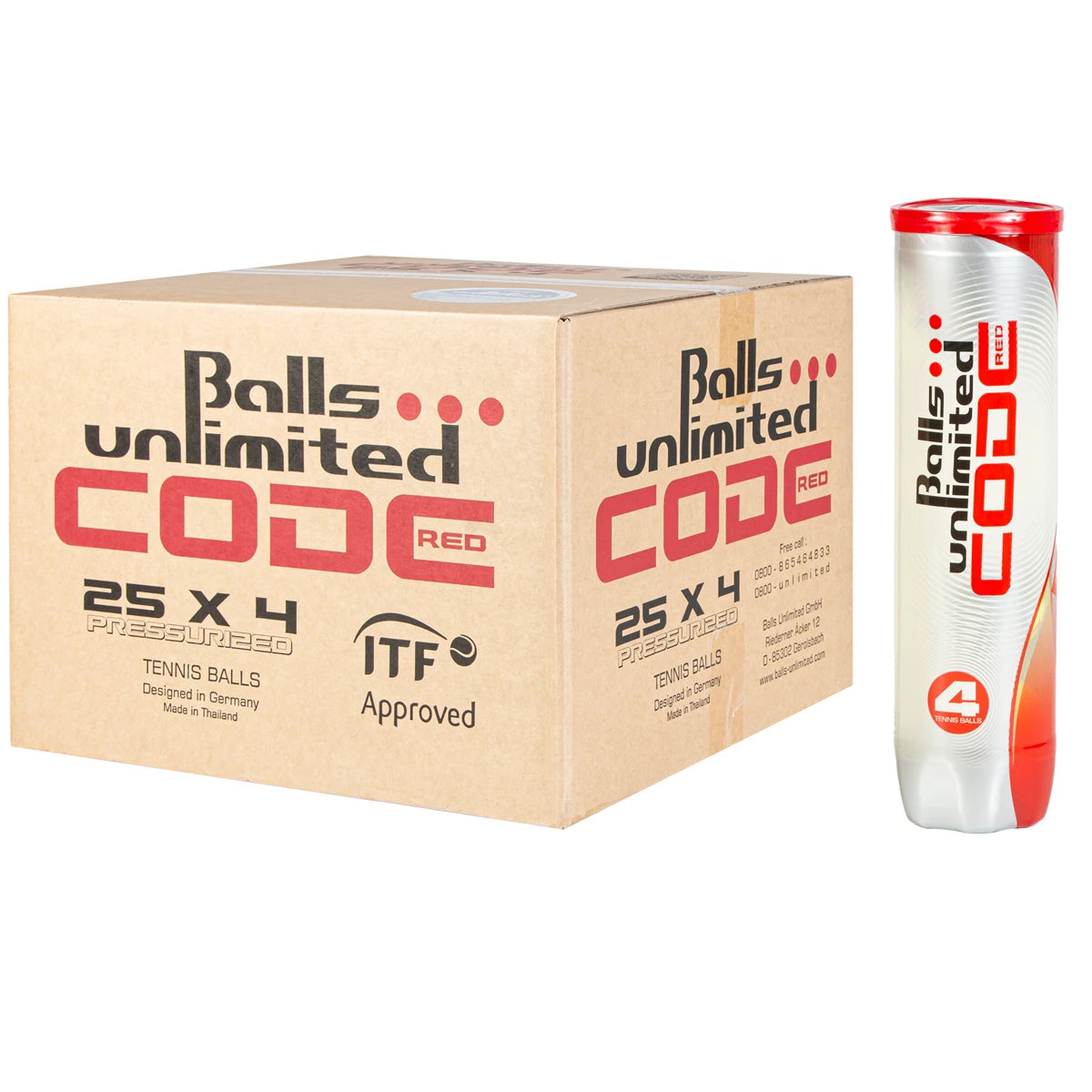 Karton mit 25 Röhren à 4 Unlimited Code Red Bällen