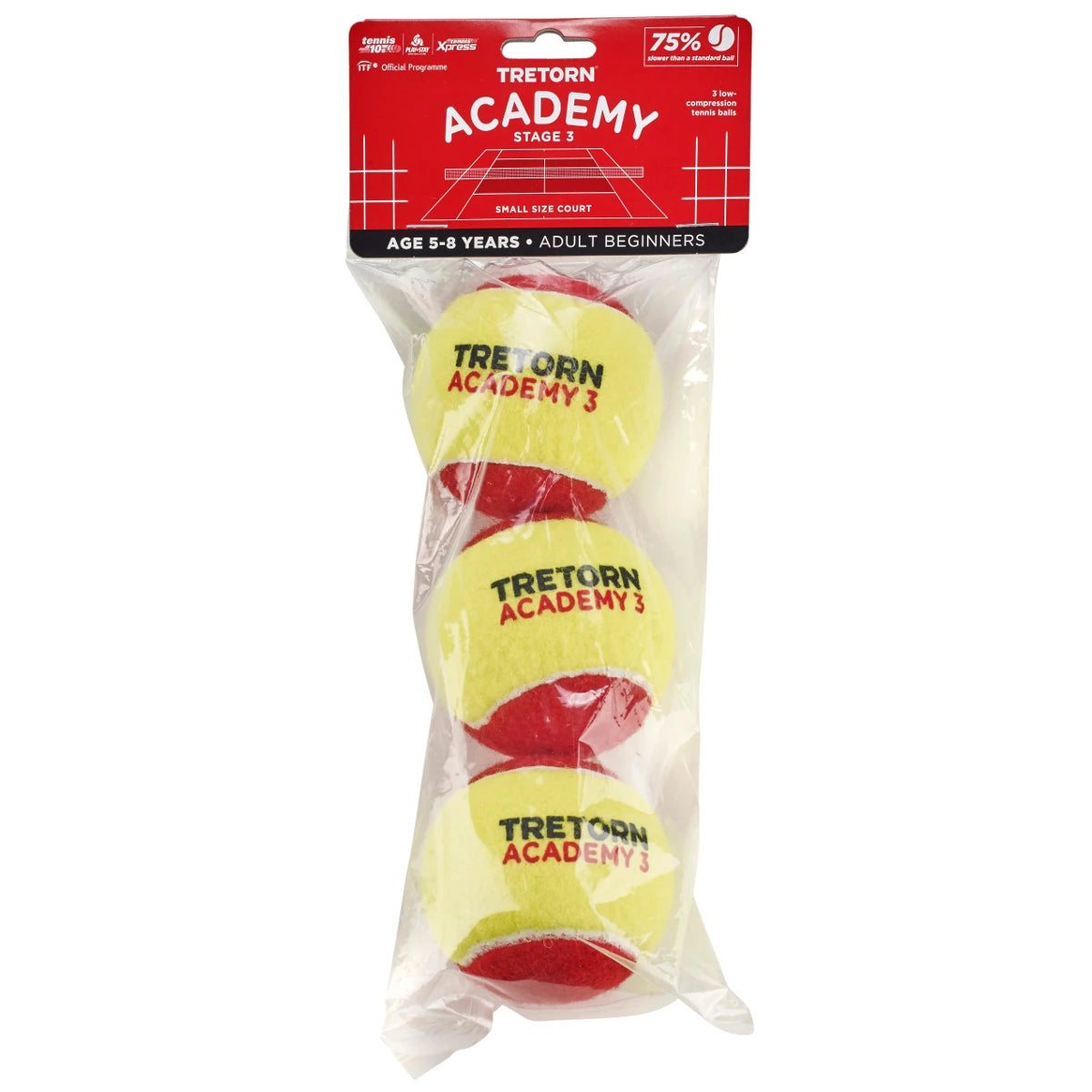 Pack mit 3 Tretorn Academy Red Tennisbällen
