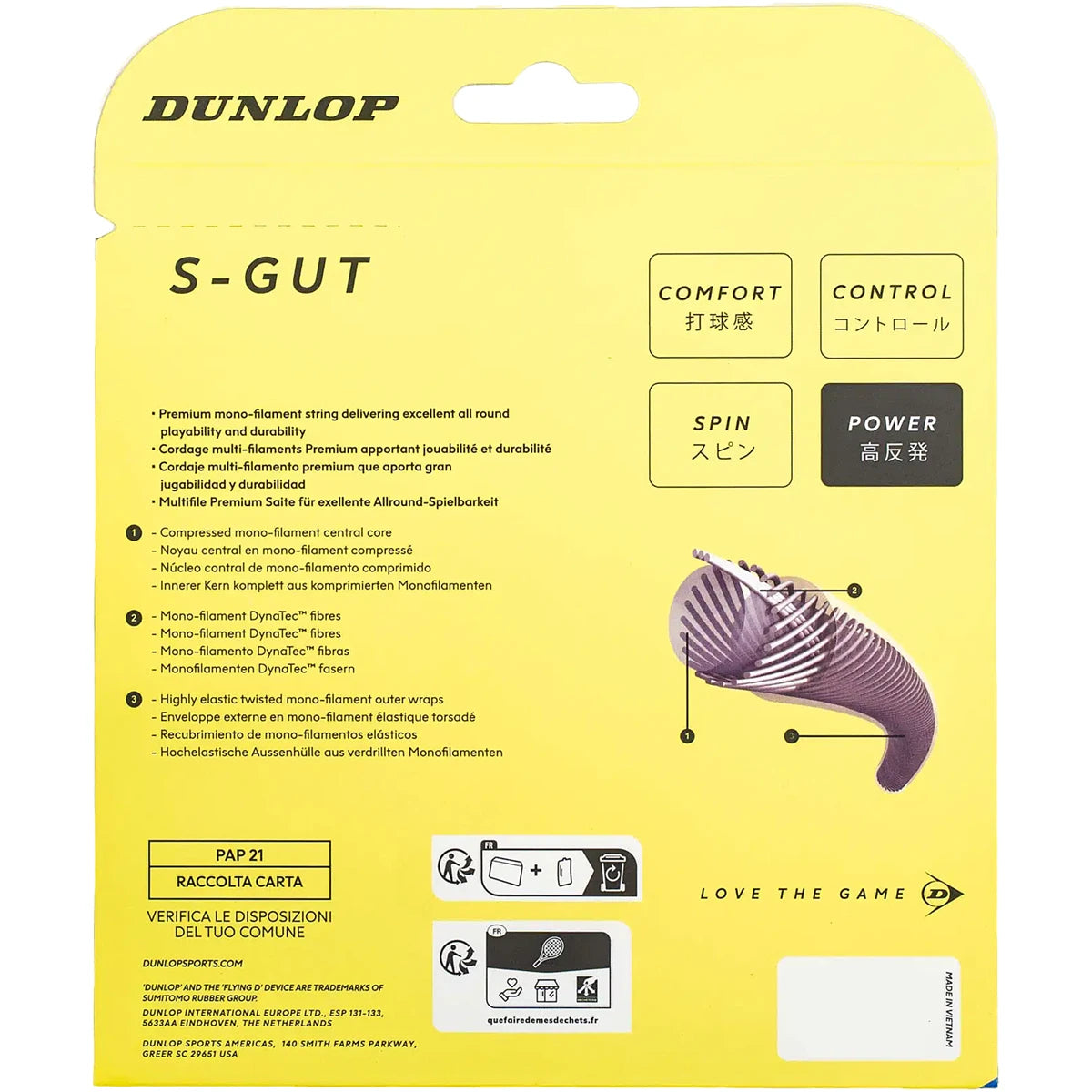 Saitenset Dunlop Atp S-Gut (12 Meter)